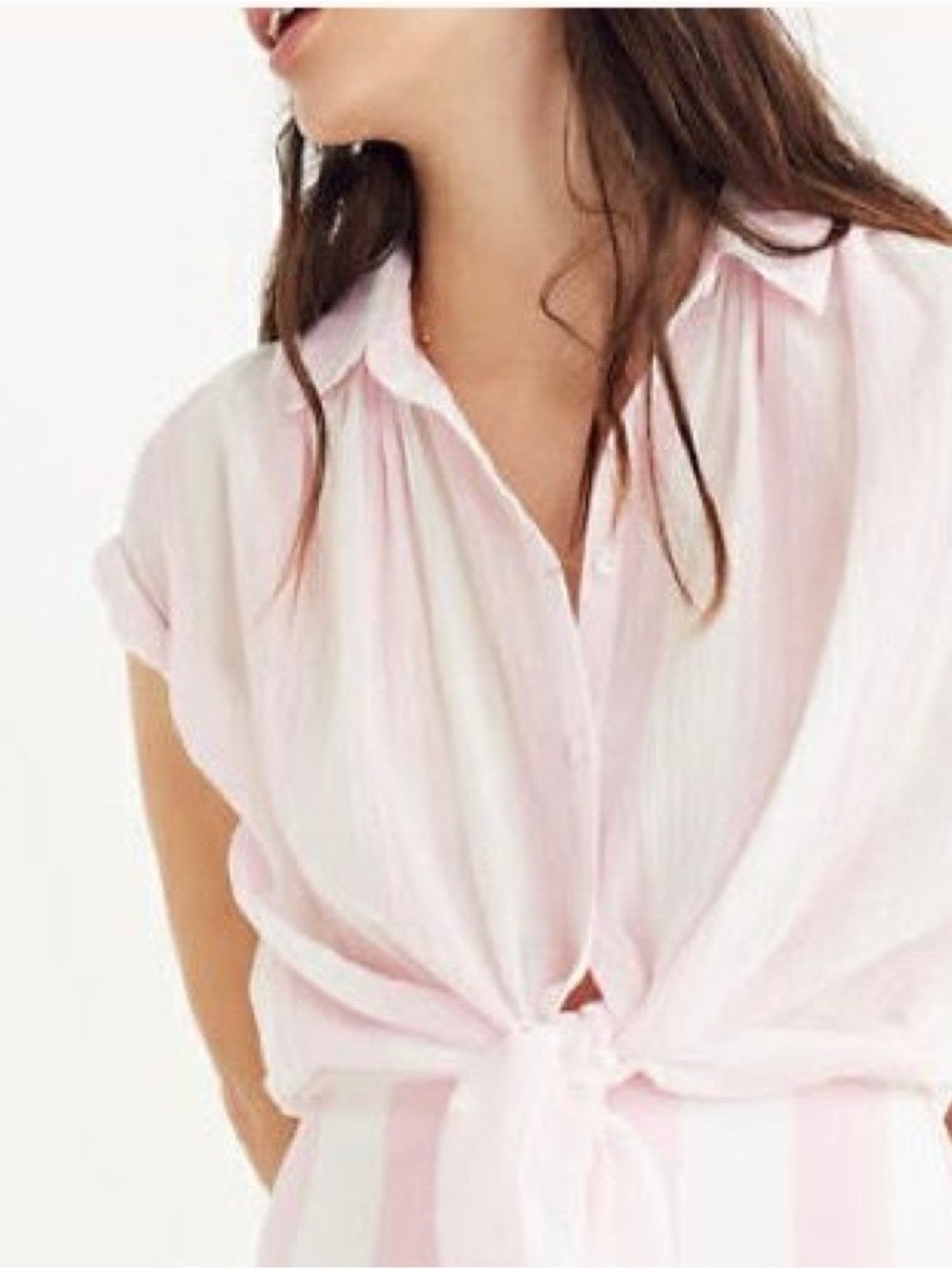 Madewell Pink White Striped Cotton Gauze Oversized Tunic Shirt M